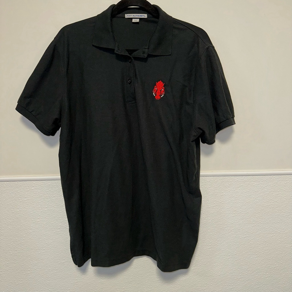 Women's Port Authority Polo Shirt XXL Black Red Embroidered Arkansas Razorbacks